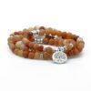 Red Aventurine 108 Mala 6 & 8mm Beads Natural Stone Bracelet Mala Prayer Beads OM Charm Meditation Necklace VTrendz