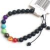 Black Agate with 7-Chakra Stone Beads Adjustable Natural Stone Macramé Bracelet for Positivity, Relaxation, Balancing Energy VTrendz