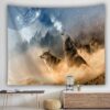 Wolves Howling at Moon Tapestry, Wall Hanging, Table Cover, Home Decor VTrendz