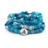 Deep Sea Blue Agate 6 & 8 mm stone 108 Mala Necklace Bracelet Yoga Bracelet Mala OM 108 Beads Bracelet VTrendz