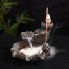 Mini-waterfall with Fish Pond Ceramic Backflow Incense Holder Waterfall Incense Burner, Reflux Burner, Handmade Ceramic, Home Décor for Meditation, Mini-Zen Experience Size: 10.5*8 cm VTrendz