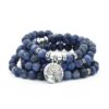 Lapis Lazuli 108 Mala 6 & 8mm Bead Stone Lotus Pendant Necklace Charm Natural Stone Yoga Bracelet Lapiz Lazuli VTrendz
