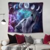 Wolf & Phases of Moon Tapestry, Wall Hanging, Table Cover, Home Decor VTrendz