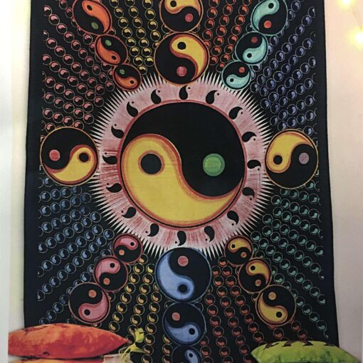 Yin Yang Mandala Wall Hanging Handmade Cotton Tapestry 84" x 54" inch