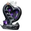 Heart & Cupid with LED light Backflow Incense Burner, Reflux Burner, Large Handmade Ceramic Backflow Cone Sticks Incense Holder Home Décor Craftwork Figurine Size: 12.5*20 cm VTrendz