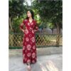 Batik Long Floral Dress with Fancy Sleeves & Front Button VTrendz