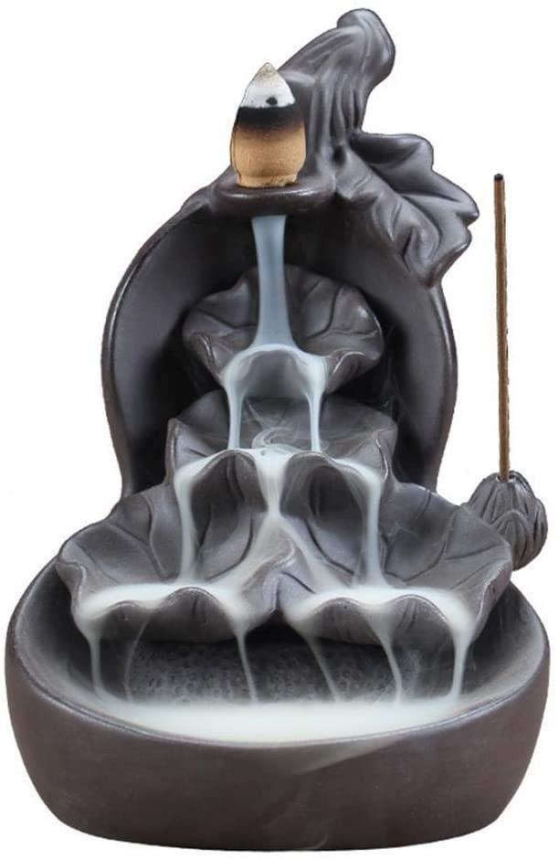 Waterfall Backflow Incense Burner, Reflux Burner, Large Handmade Ceramic Backflow Cone Sticks Incense Holder Home Decor Craftwork Figurine