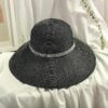 Crystals Fashion Women Wide Brim Straw Hat Sunscreen Summer Outdoor Beach Straw Hat VTrendz