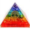 7-Chakra Layered Orgonite Pyramid with Tree of Life Symbol 3*3*4 inch VTrendz