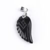 Black Obsidian Guardian Angel Wing Crystal Shaped Pendant Necklace for Balancing Energy VTrendz