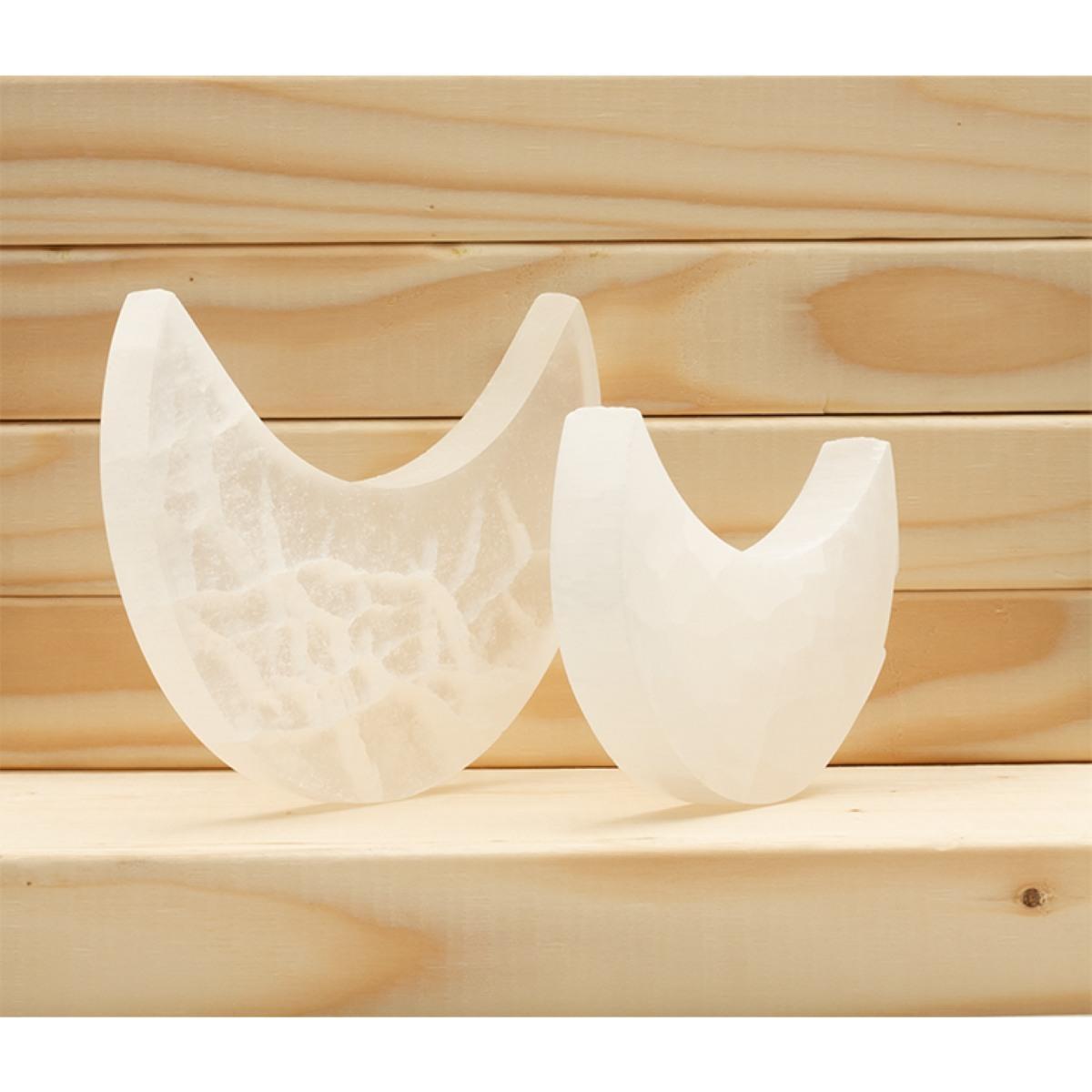 Selenite Crescent Moon Charging Plate: Lunar Purification & Etheric Shield (2.4-6 Inch)