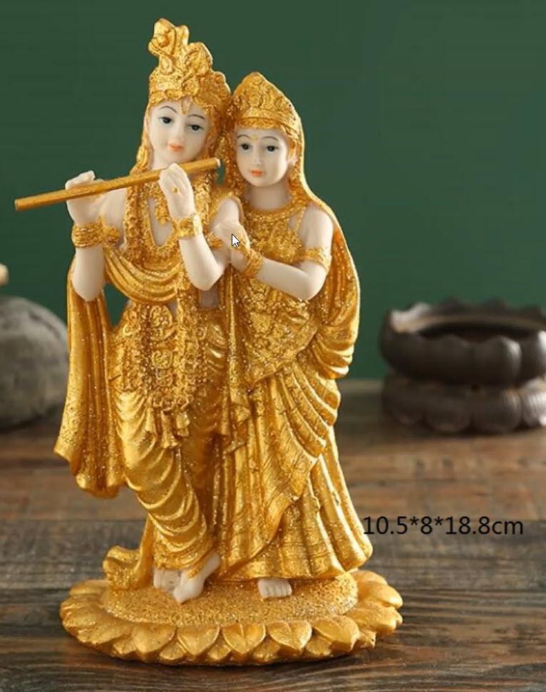 Radha Krishna Statue Handmade Resin Idol Figurine Statue Symbol of Love, Unification of Soul with God