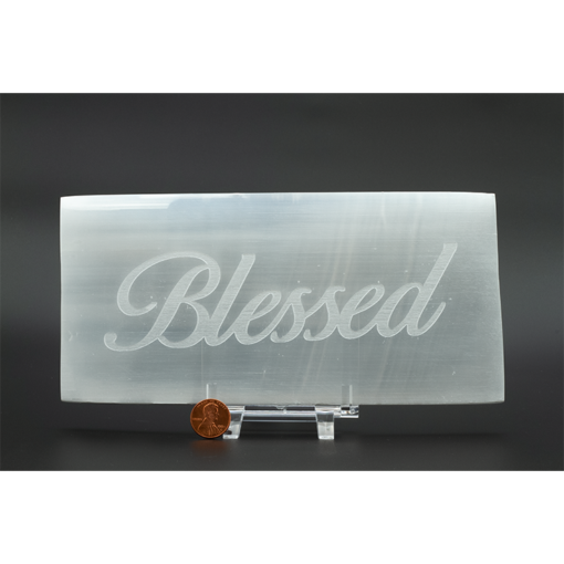 Selenite Engraved Charging Plate: Blessed Energy Transmutation (8 Inch)