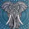Elephant Blue Texture Wall Hanging Handmade Cotton Tapestry 84"x54" inch VTrendz