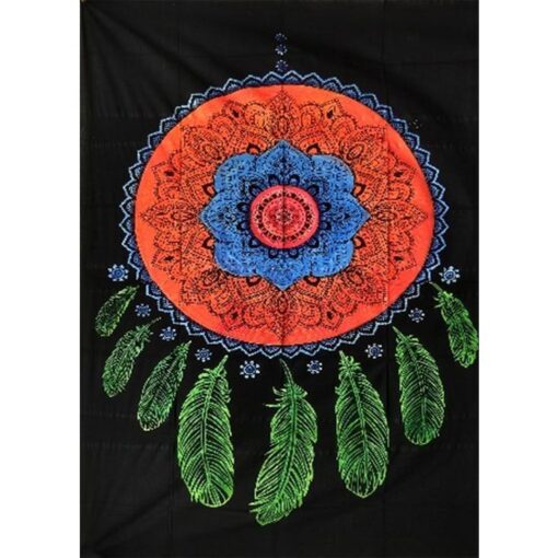 Dream Catcher 8-Feathers Full Circle Wall Hanging Handmade Cotton Tapestry 84"x54" inch