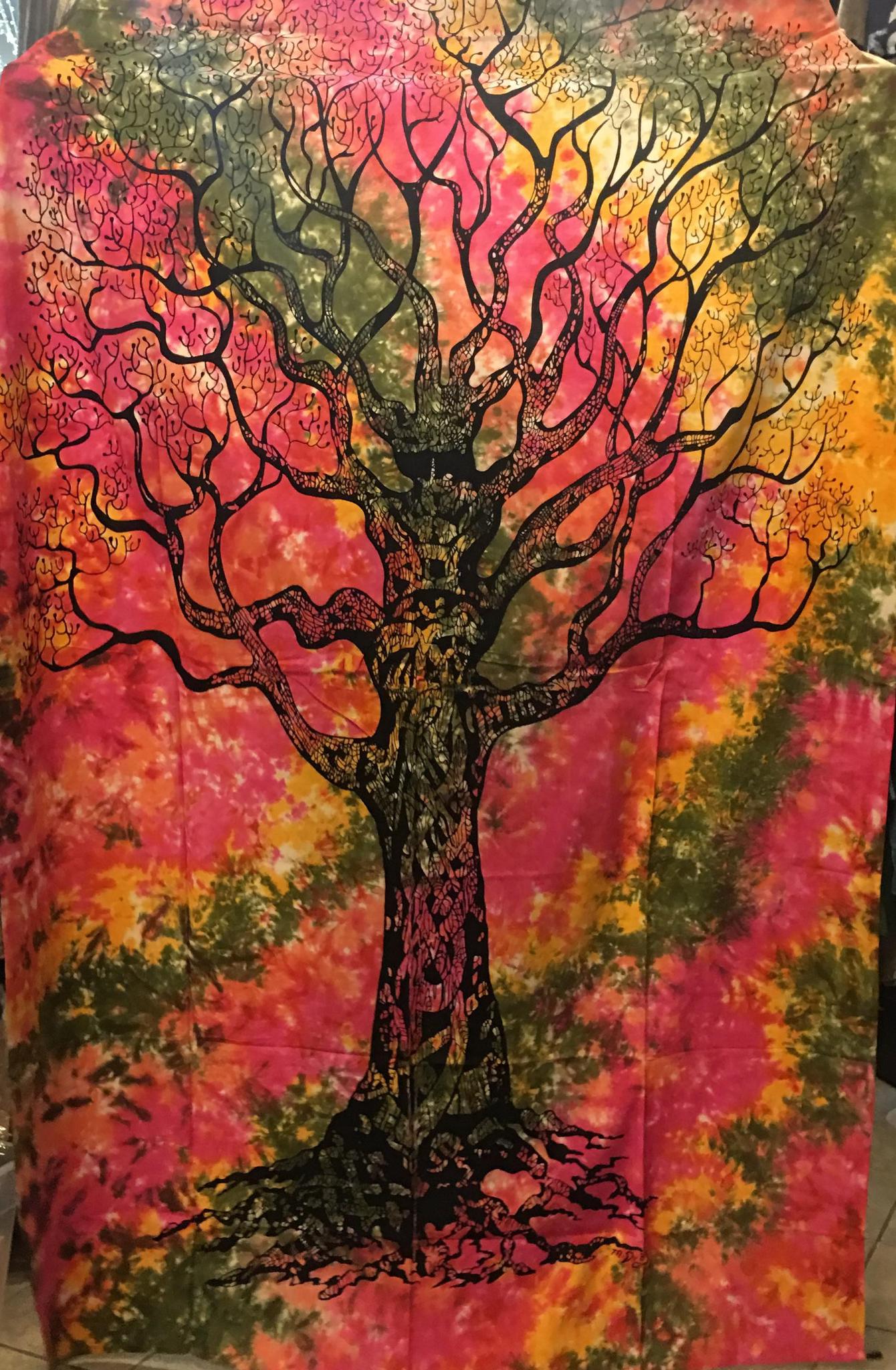 Celtic Tree Tiedye Wall Hanging Handmade Cotton Tapestry 84"x54" inch - Image 2