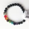 Black Tourmaline Stretchable Bracelet with 7-Chakra Stone Beads Adjustable Natural Stone Stretchable Bracelet for Positivity, Relaxation, Balancing Energy 8 mm VTrendz