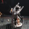 Meditating Buddha with Hand Ceramic Backflow Incense Holder Waterfall Incense Burner, Reflux Burner, Handmade Ceramic, Home Décor for Meditation, Mini-Zen Experience Size: 11 * 21cm / 4.33''x 8.26''(L x H) VTrendz