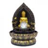 Buddha with Crystal Ball Golden Meditating Buddha on a Lotus Base with Crystal & LED Light Antique Resin Tabletop Waterfall Fountain VTrendz