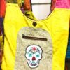 Sugar Skull on Hemp Background Embroidered Bohemian Hobo Bags VTrendz