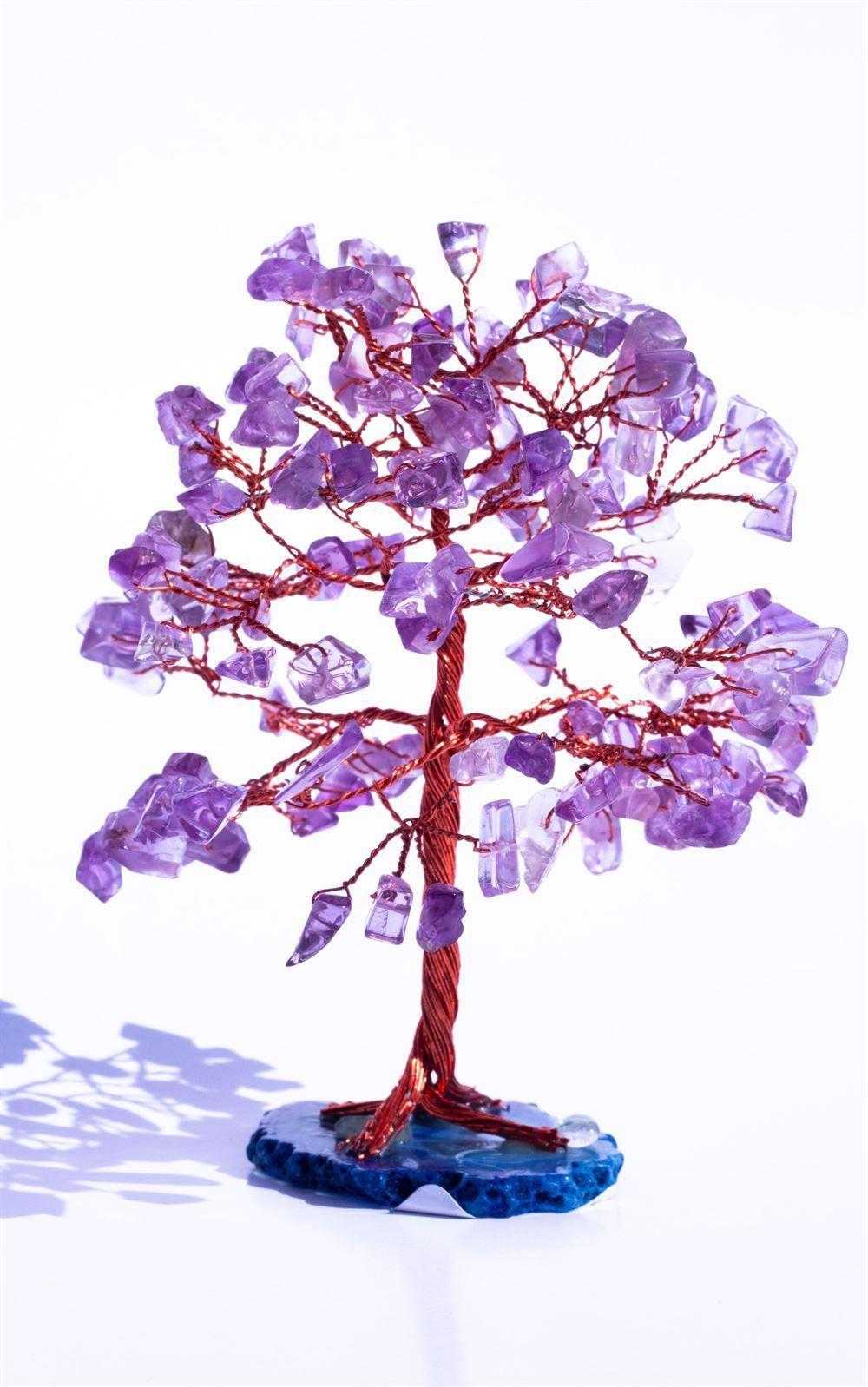 Amethyst Agate Slice base Gemstone Feng Shui Tree