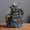 Elephants with Rockery Ceramic Backflow Incense Holder Waterfall Incense Burner, Reflux Burner, Handmade Ceramic, Home Décor for Meditation, Mini-Zen Experience Size: 15*17*6 cm VTrendz