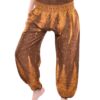 Thai Elastic Waist Harem Pants with Feather Print and single pocket, Boho Pants Hippie Style Yoga comfort Bohemian 100% Rayon VTrendz