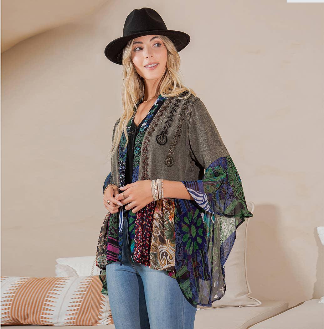 Boho Chic Rustic Embellished Shrug - Image 4