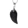 Black Obsidian Guardian Angel Wing Crystal Shaped Pendant Necklace for Balancing Energy VTrendz