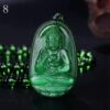 Meditating Buddha Green Nephrite Jade Hand Carved Necklace Pendants with Black Beads VTrendz