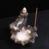 Mini-waterfall with Fish Pond Ceramic Backflow Incense Holder Waterfall Incense Burner, Reflux Burner, Handmade Ceramic, Home Décor for Meditation, Mini-Zen Experience Size: 10.5*8 cm VTrendz