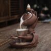Teapot Ceramic Backflow Incense Holder Waterfall Incense Burner, Reflux Burner, Handmade Ceramic, Home Décor for Meditation, Mini-Zen Experience Size: 13.7*9*13.9 cm VTrendz