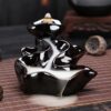Black Ceramic Backflow Incense Holder Waterfall Incense Burner, Reflux Burner, Handmade Ceramic, Home Décor for Meditation, Mini-Zen Experience Size: 11.5*11*10 cm VTrendz