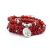 Carnelian 108 Mala 6 & 8mm Beads Natural Stone Bracelet Mala Prayer Beads OM Charm Meditation Necklace VTrendz