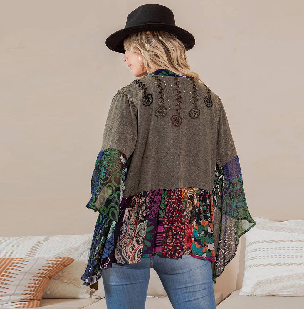 Boho Chic Rustic Embellished Shrug - Image 2