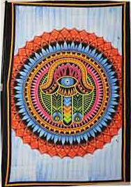 Hamsa Hand Wall Hanging Handmade Cotton Tapestry 84"x54" inch