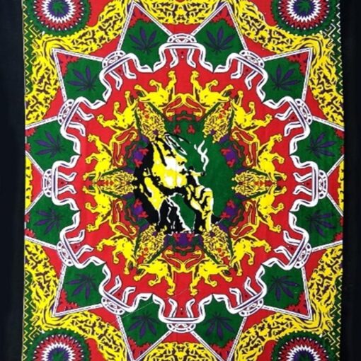 Bob Marley Cannabis & Lion Poster Wall Hanging Handmade Cotton Tapestry 40" x 30" inch