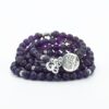 Amethyst 108 Mala 6 & 8mm Beads Bracelet Mala Prayer Beads OM Charm Meditation Necklace VTrendz