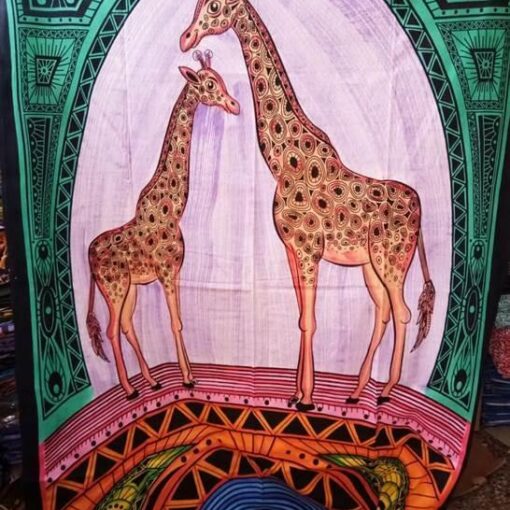 Giraffe Wall Hanging Handmade Cotton Tapestry 84" x 54" inch
