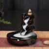Cascading Fountain Black Ceramic Backflow Incense Holder Waterfall Incense Burner, Reflux Burner, Handmade Ceramic, Home Décor for Meditation, Mini-Zen Experience Size: 11.5*10*10 cm VTrendz