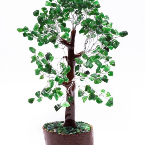 Green Aventurine Wood Base Gemstone Feng Shui Tree 160 to 1000 stones