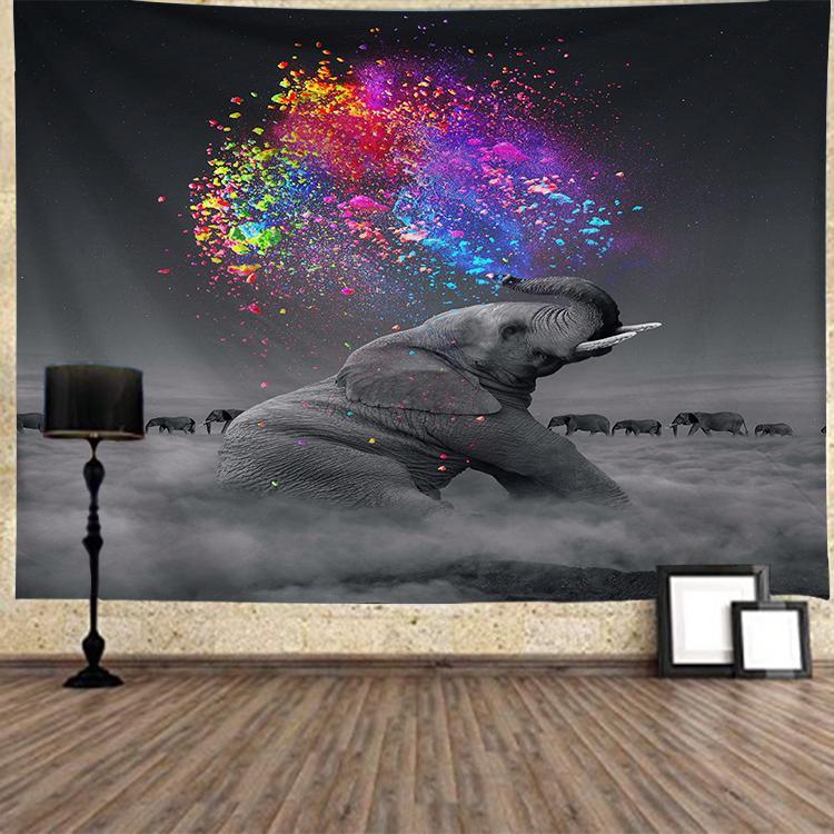Elephant with Colors Tapestry, Wall Hanging, Table Cover, Home Decor