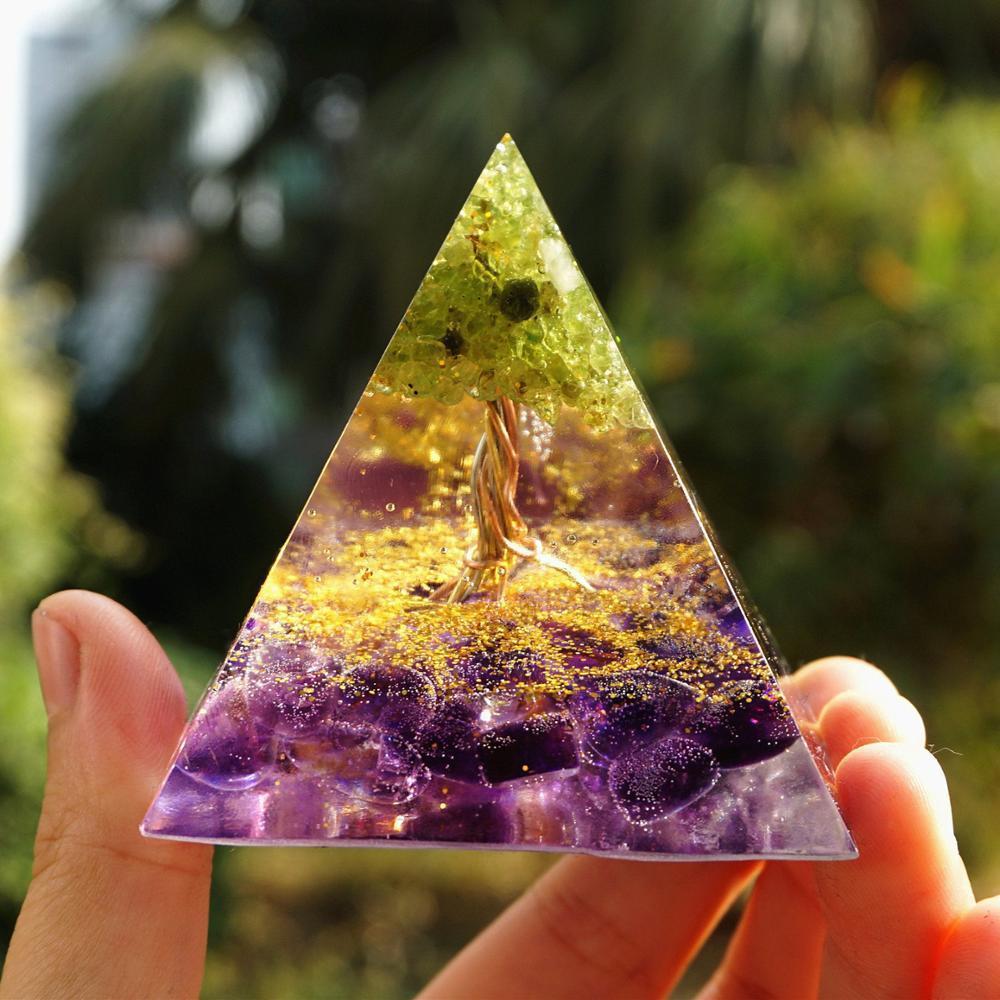 Amethyst Tree of Life Orgonite Pyramid 3*3*4 inch