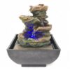 4-Tier Rockery with LED Light Antique Resin Tabletop Waterfall Fountain VTrendz