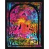 Lord Buddha being worshiped by deity Tie dye Poster Wall Hanging Handmade Cotton Tapestry 40"x30" inch VTrendz