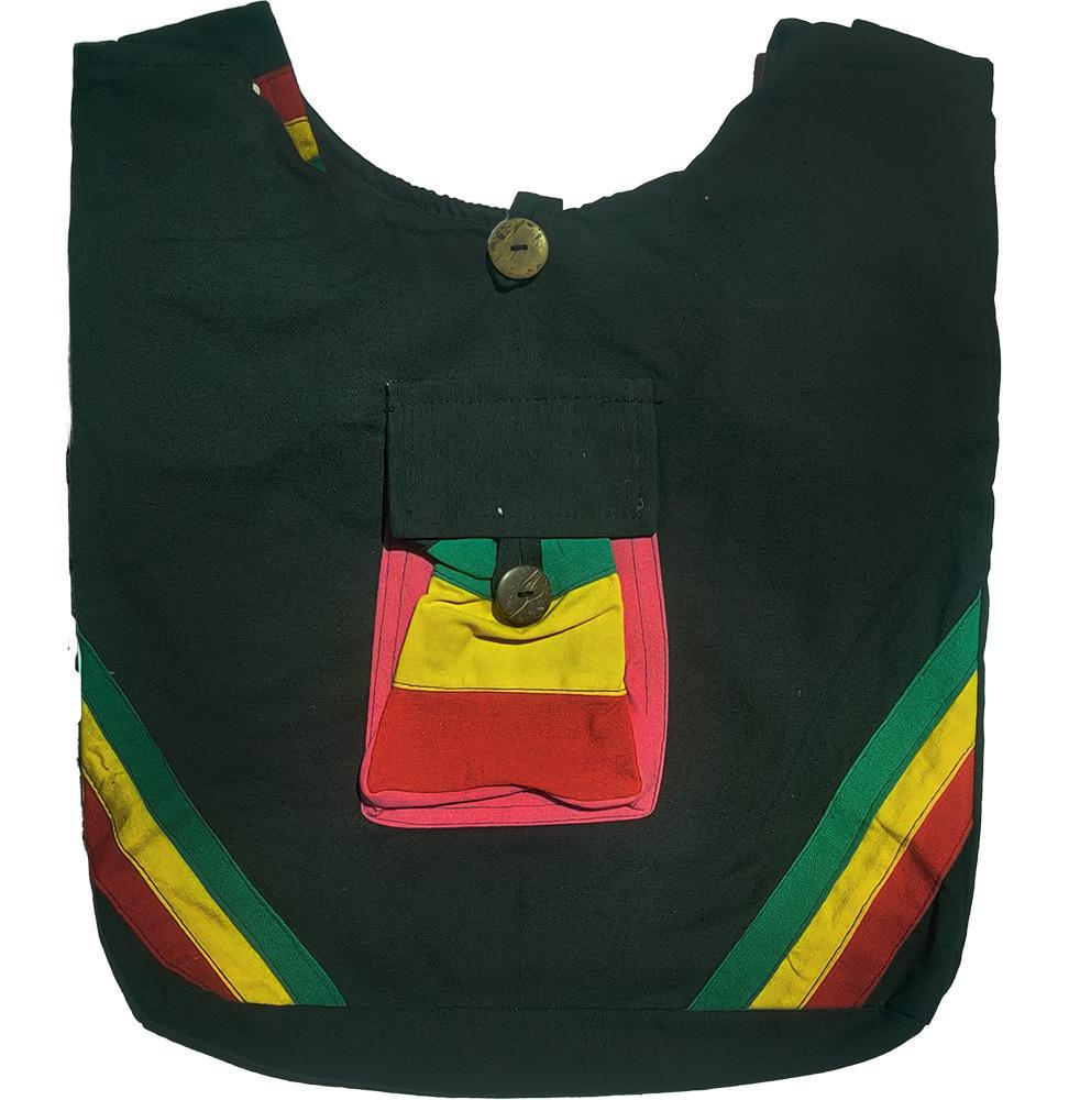 Rasta Print On Black Bohemian Hobo Bag
