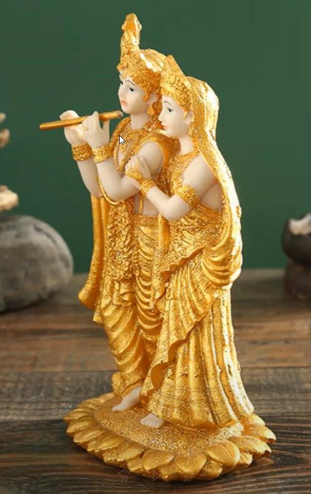Radha Krishna Statue Handmade Resin Idol Figurine Statue Symbol of Love, Unification of Soul with God - Image 2