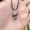 Rhodonite Mushroom Carved Pendant Necklace Natural Crystals For Energy Balancing, Meditation, Reiki, Healing Approx. 2cm Pendant VTrendz