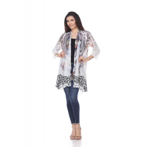 VT719 Duster / Vest Designer Overlay Multicolor Long Cardigan