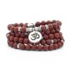 Red Jasper 108 Mala 6 & 8mm Beads Natural Stone Bracelet Mala Prayer Beads Om, Tree of life, Lotus Charm Meditation Necklace VTrendz